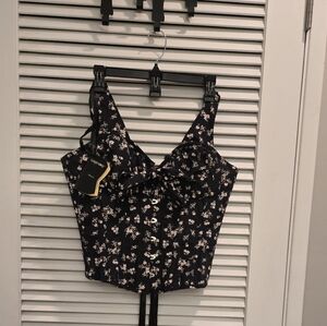 Corset Story Dark Dixie Floral Corset Top With Bow Detail